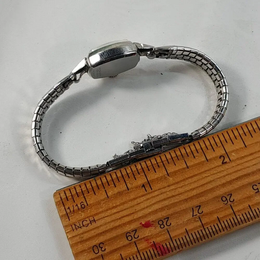 Vintage Bulova watch 23 jewels 10K white gold‎ bracelet ladies women's RGP bezel